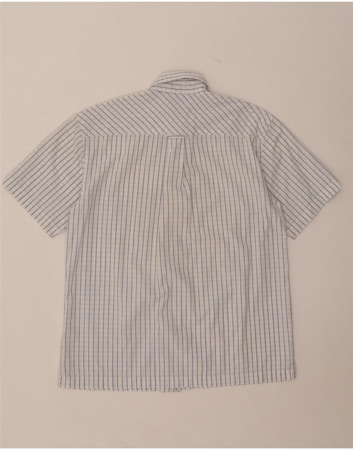 Ben Sherman Camisa de manga corta para hombre de algodón a cuadros azul medio