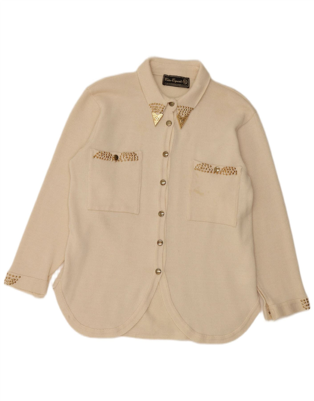 CIRO ESPOSITO Blusa de punto para mujer UK 14 Grande de lana blanca