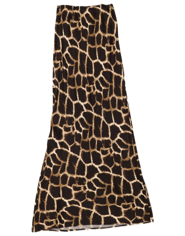 TOPSHOP Falda larga para mujer UK 6 XS W24 Marrón Estampado animal Viscosa