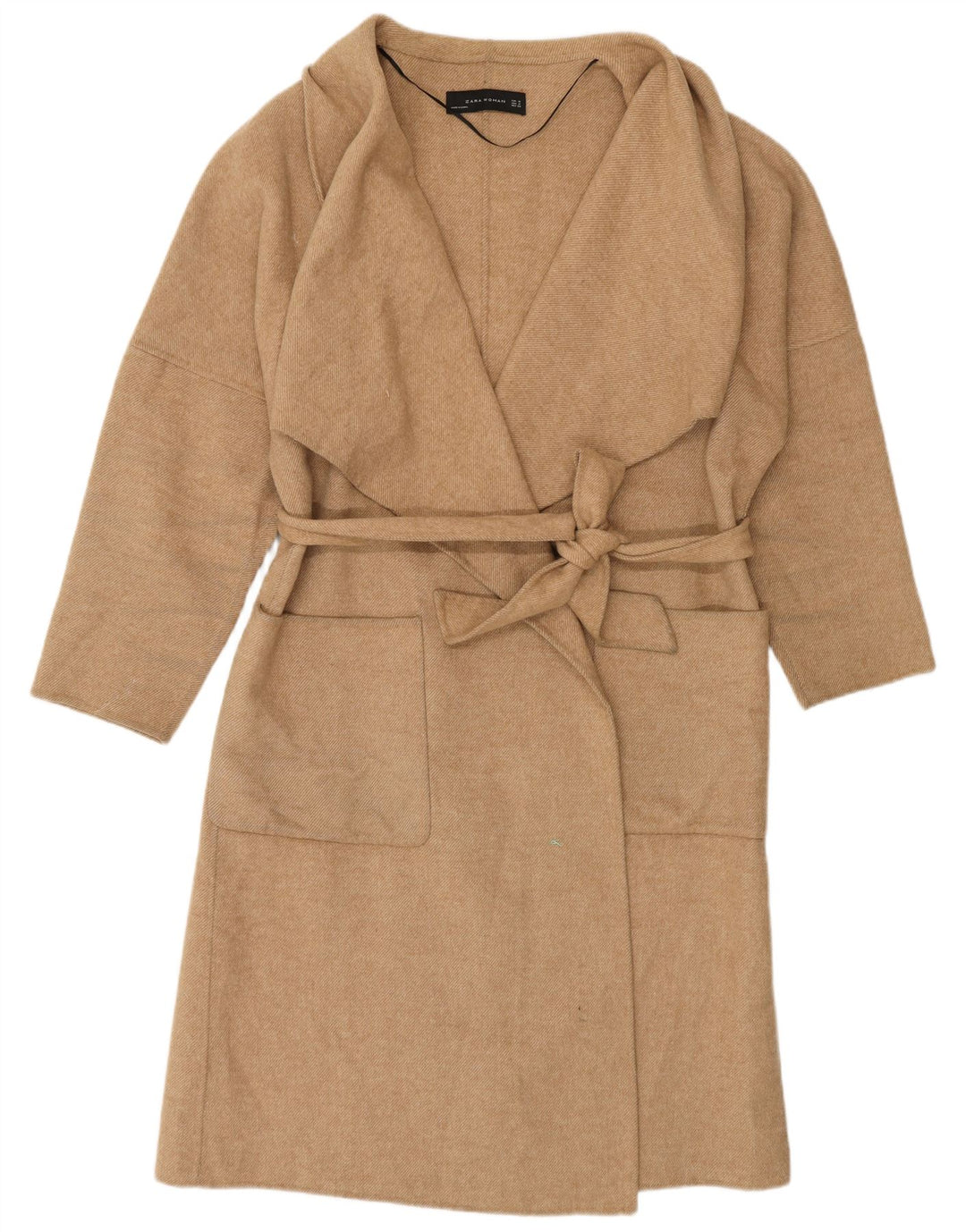 Zara Mujer Abrigo Extragrande UK 44 Lana Beige Medio