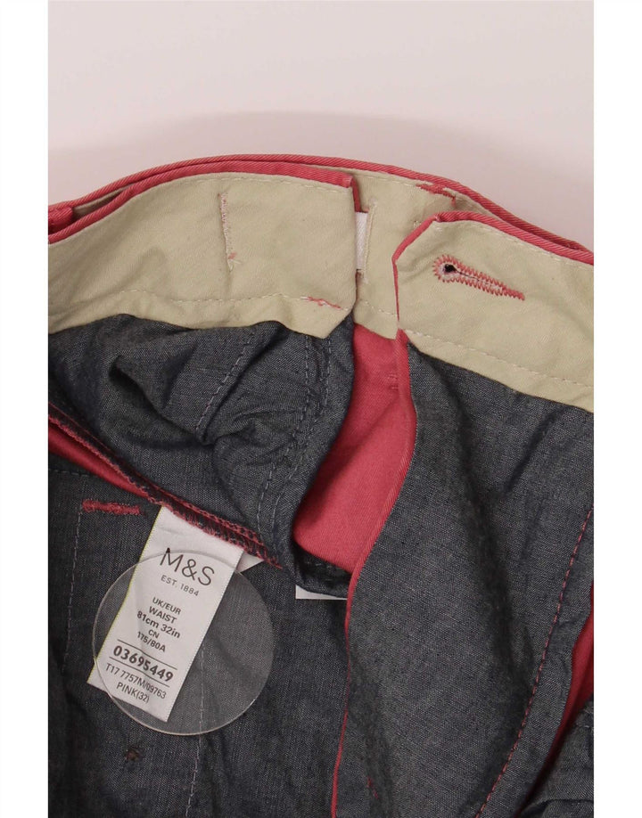 Marks & Spencer Pantalones cortos chinos de corte regular para hombre W32 Algodón rosa medio