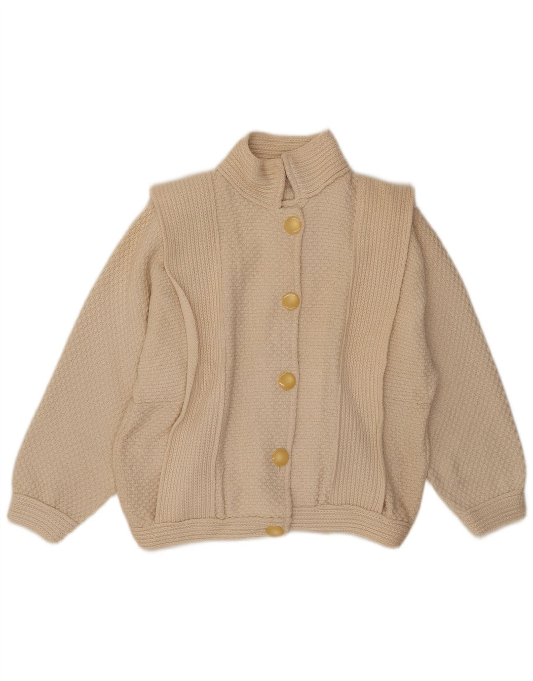 VINTAGE Suéter Cárdigan para Mujer Reino Unido 14 Beige Medio
