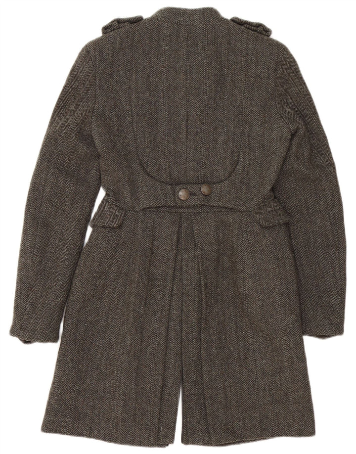 Zara Mujer Abrigo Militar De Doble Botonadura UK 10 Small Grey Herringbone