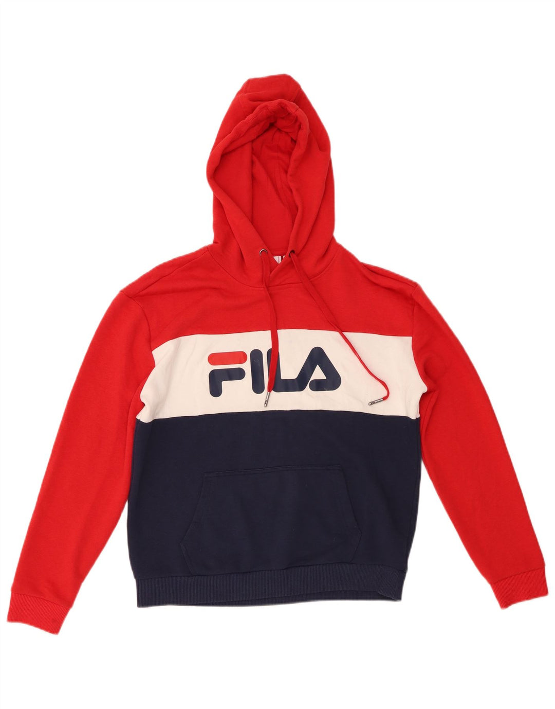FILA Jersey con capucha gráfica para mujer Reino Unido 10 Pequeño bloque de color multicolor