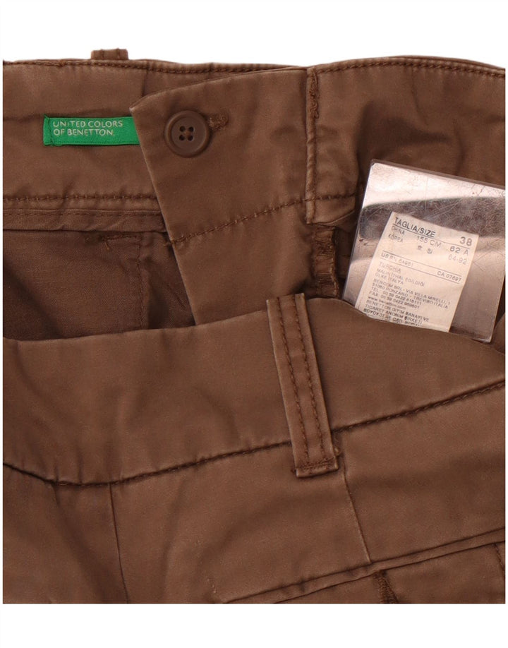 BENETTON Pantalón Chino Bootcut para Mujer IT 38 XS W26 L30 Algodón Marrón