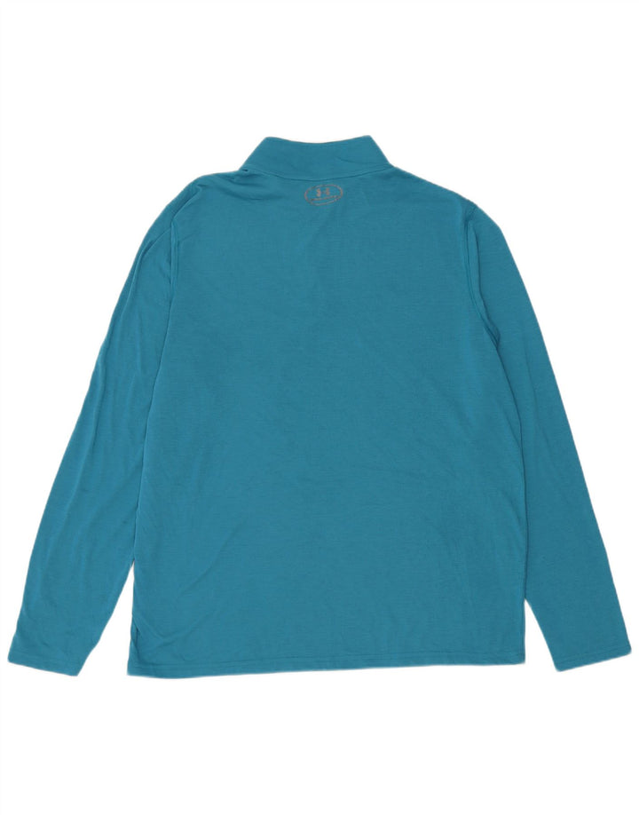 Under Armour Hombre Heat Gear Zip Neck Jersey Chándal Top Grande Azul