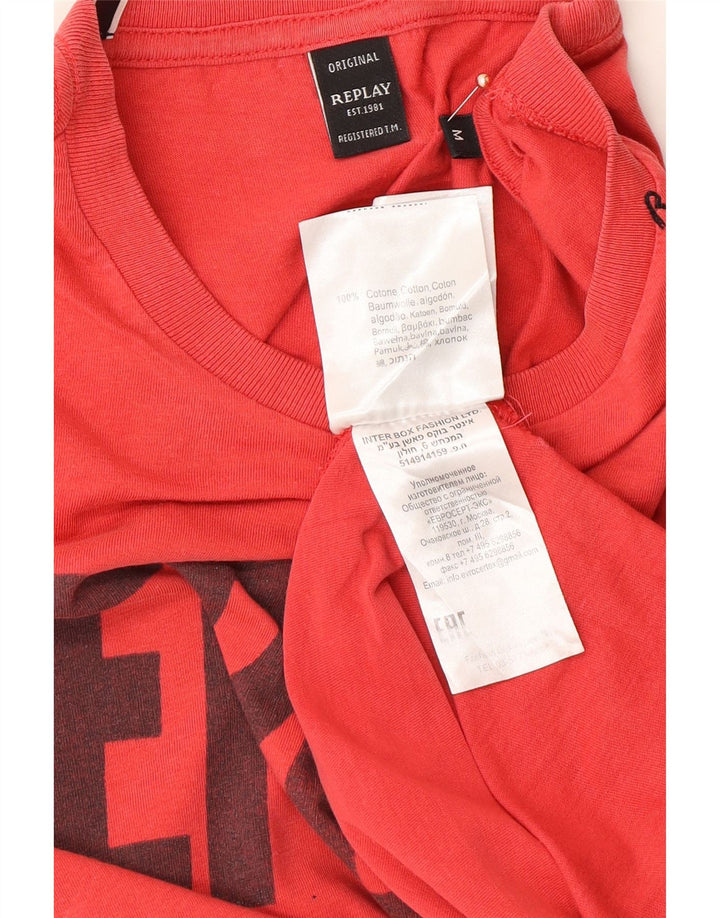 REPLAY Camiseta gráfica para hombre Top Medium Red Cotton