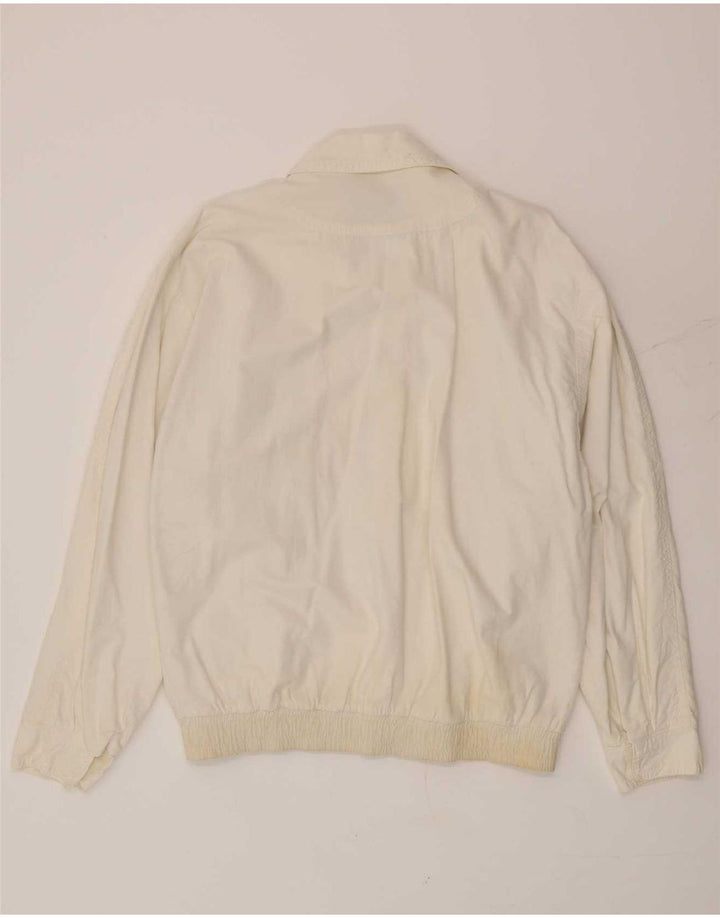 Vintage hombres bombardero chaqueta Reino Unido 36 pequeño blanco