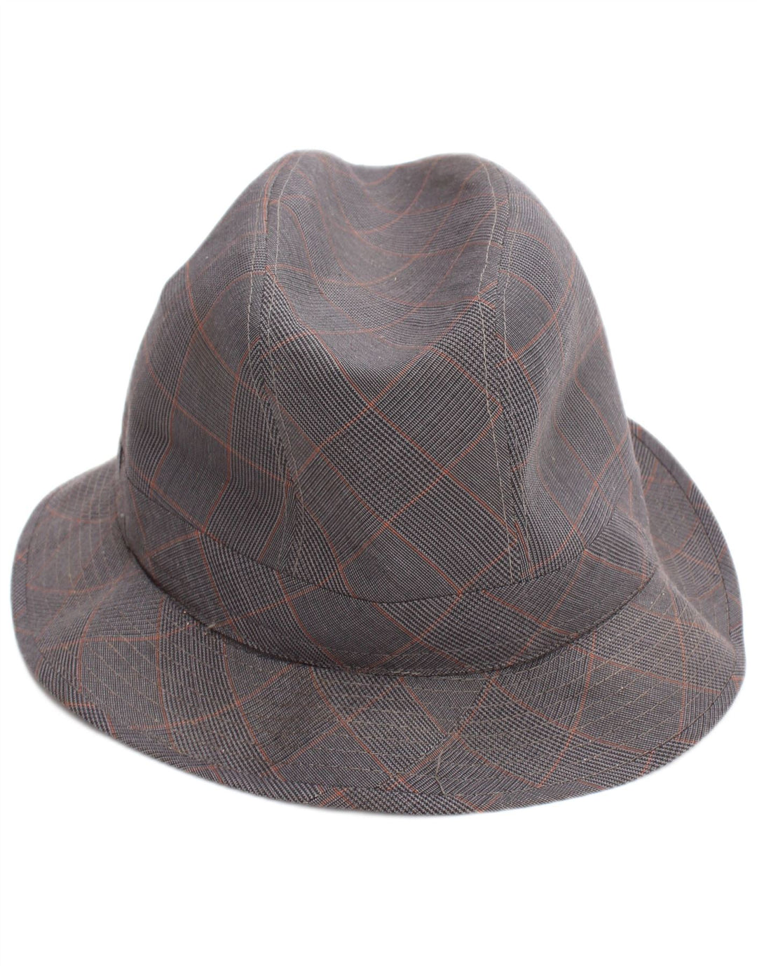 Vintage hombres Fedora sombrero grande gris cheque clásico