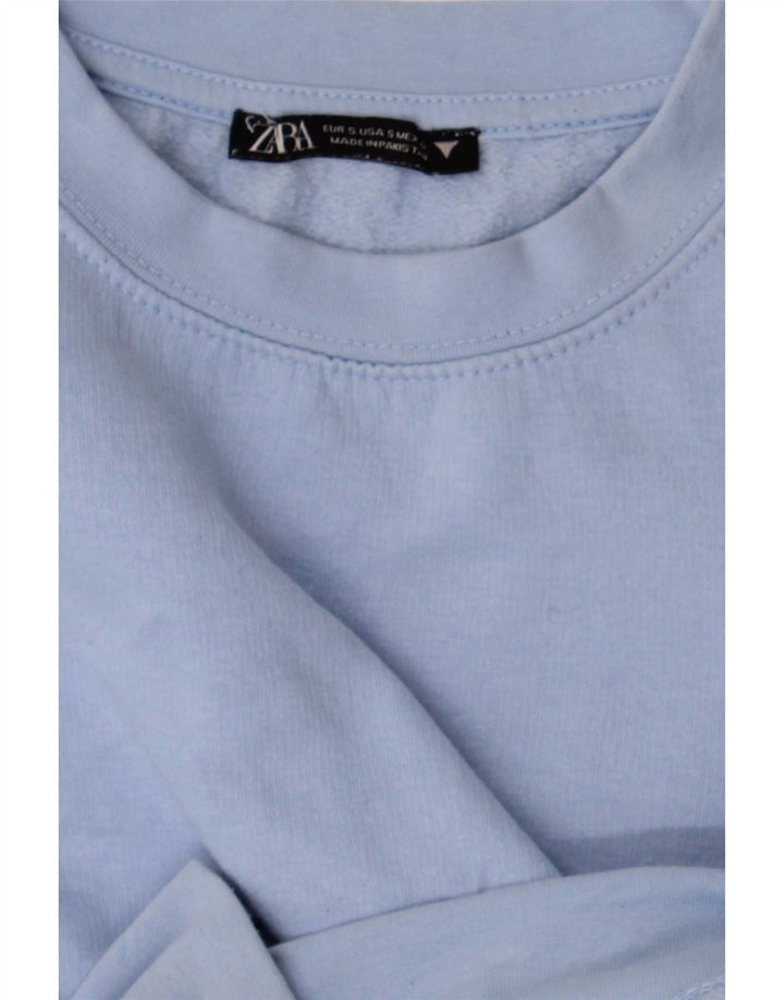 Zara Mujer Crop Oversize Sudadera Jumper UK 10 Small Azul