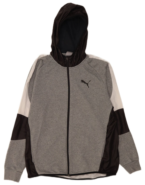 Puma Sudadera con capucha y cremallera para hombre XL Gris Colorblock