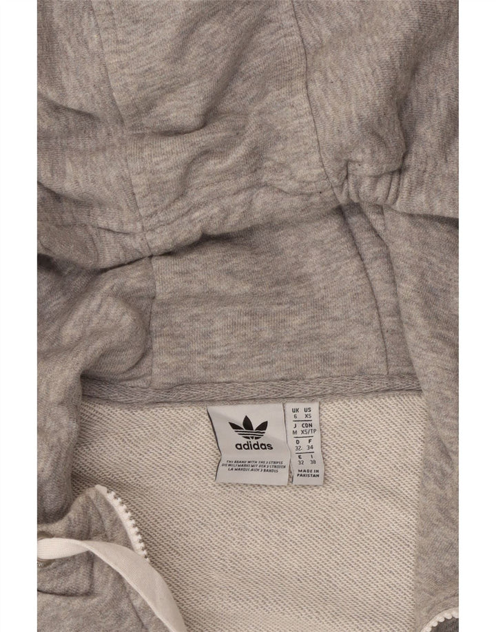 Adidas - Sudadera con capucha para mujer, diseño gráfico de gran tamaño, talla 6, XS, algodón gris