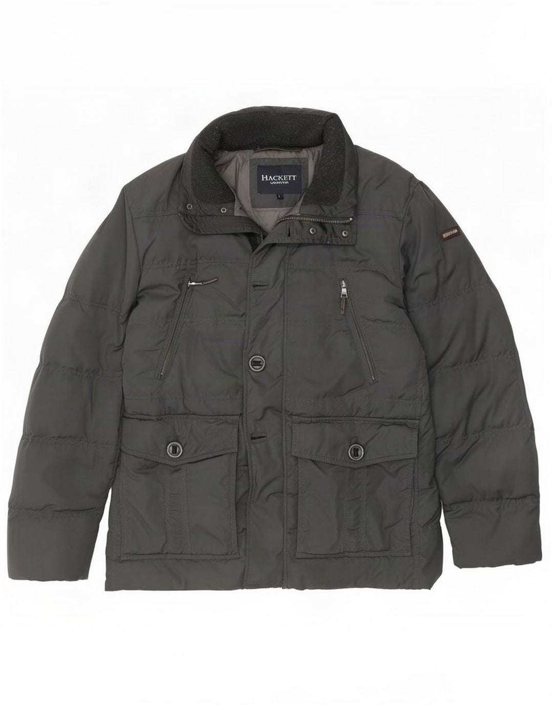 Hackett Chaqueta acolchada para hombre Reino Unido 40 Poliéster gris grande