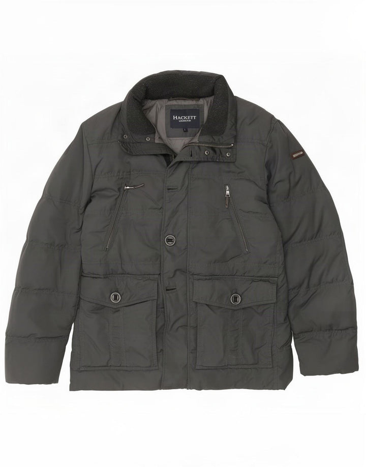 Hackett Chaqueta acolchada para hombre Reino Unido 40 Poliéster gris grande