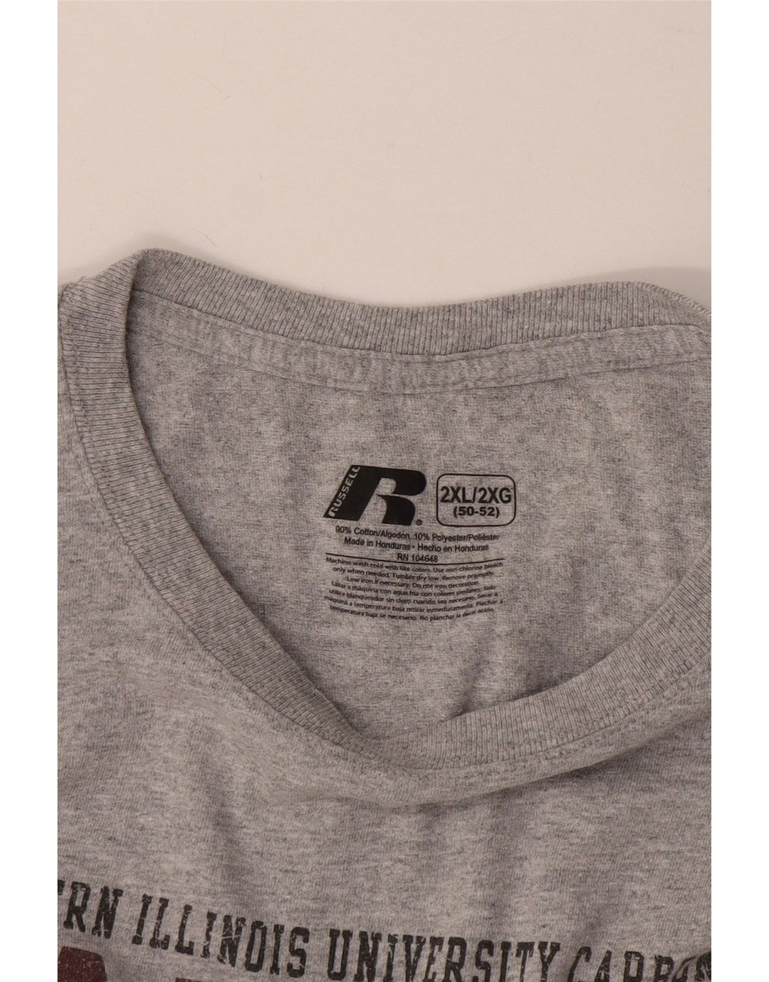 RUSSELL ATHLETIC Camiseta gráfica Salukis para hombre Top 2XL Algodón gris