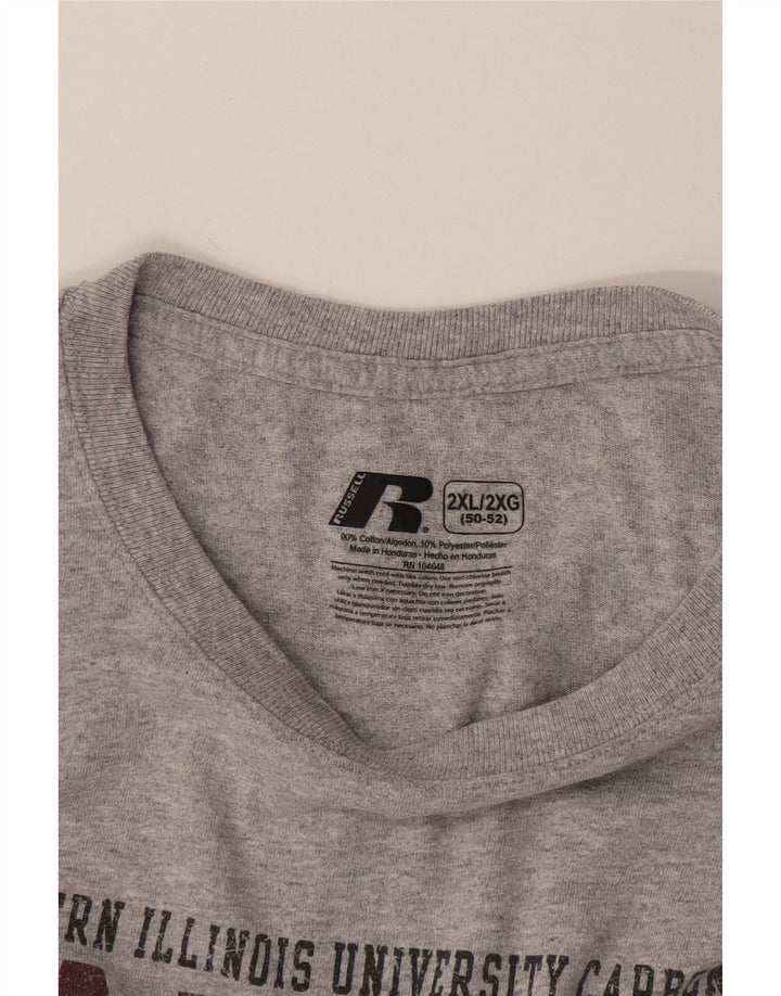 RUSSELL ATHLETIC Camiseta gráfica Salukis para hombre Top 2XL Algodón gris