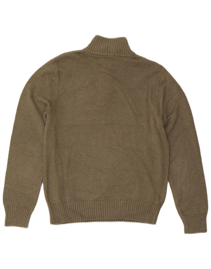 EDDIE BAUER Jersey con cuello y cremallera para hombre, talla pequeña, algodón caqui