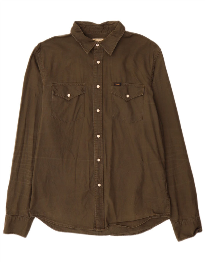 Camisa Lee Slim Fit De Algodón Caqui Medio |