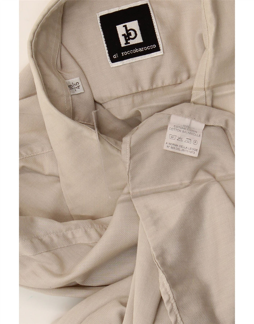 Camisa Roccobarocco Hombre Talla 18 45 2XL Algodón Beige