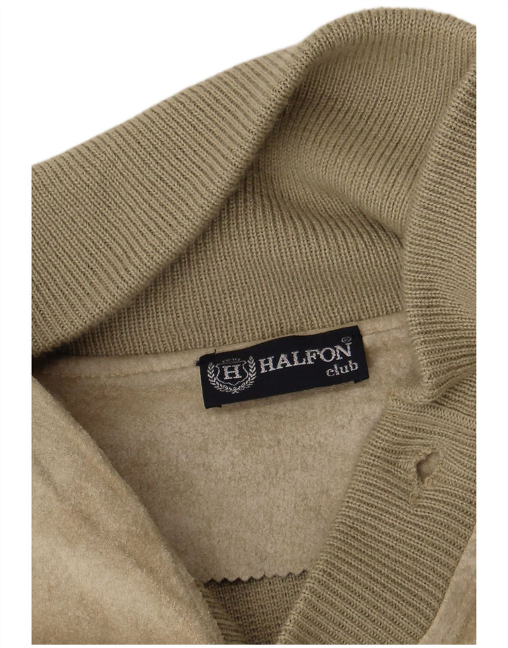 Halfon - Cárdigan para hombre, talla grande, color caqui