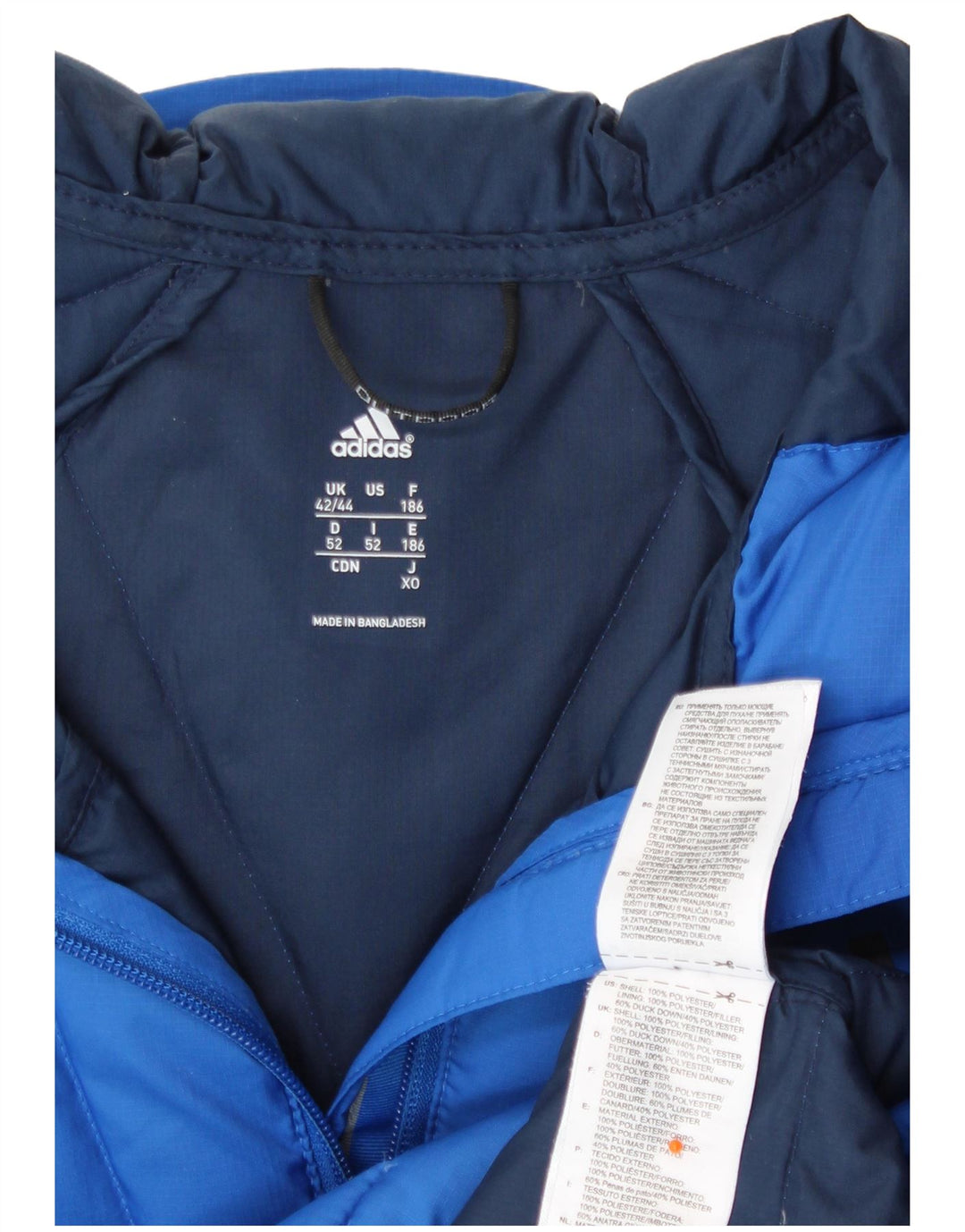 Adidas - Chaqueta acolchada con capucha para hombre, talla 42/44, poliéster azul grande