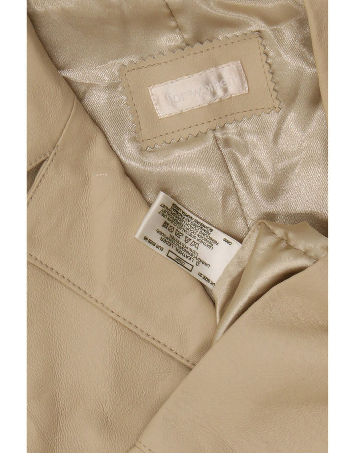 VINTAGE Abrigo de cuero para mujer Reino Unido 20 2XL Cuero beige