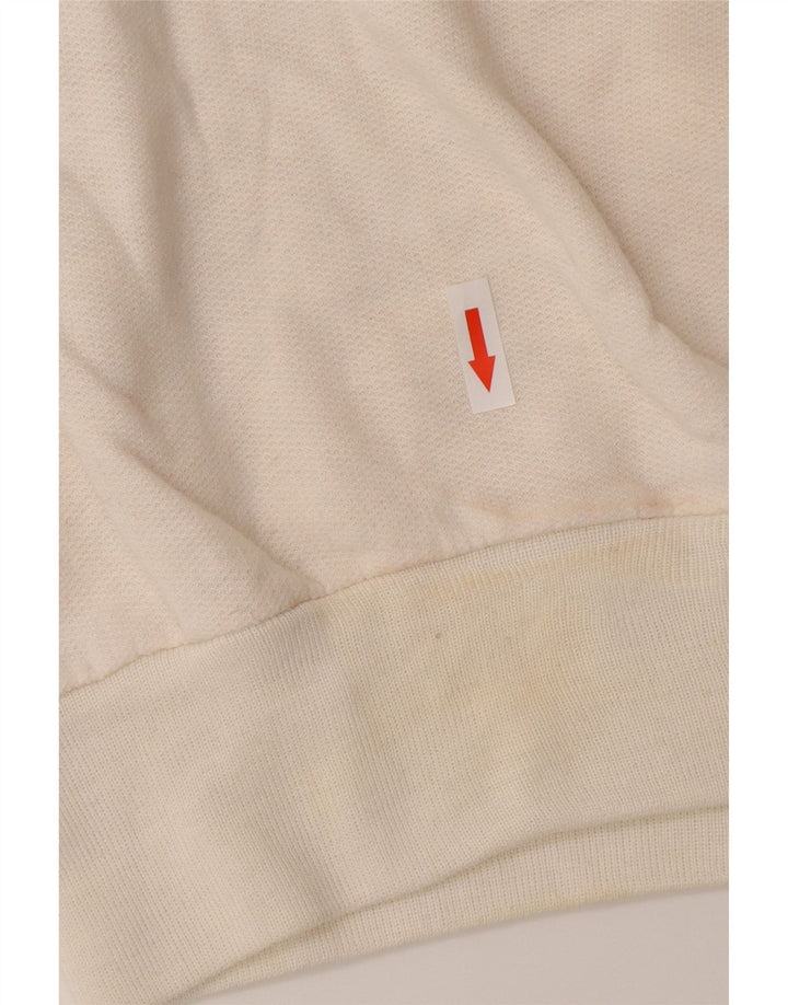 Vintage mujer botón cuello sudadera jumper IT 44 Medium White Colourblock