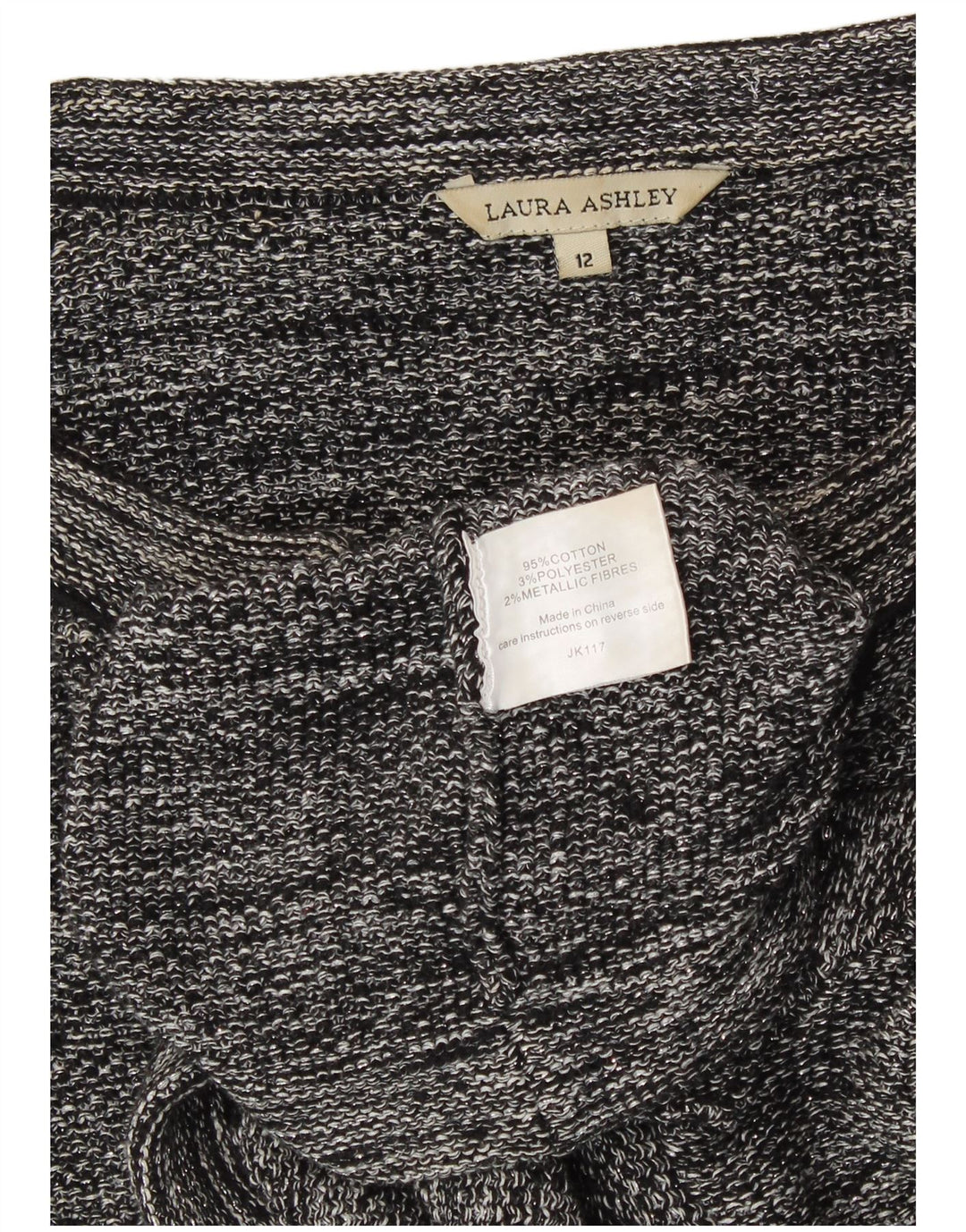 Laura Ashley Jersey Bolero Abierto para Mujer Reino Unido 12 Algodón Gris Medio