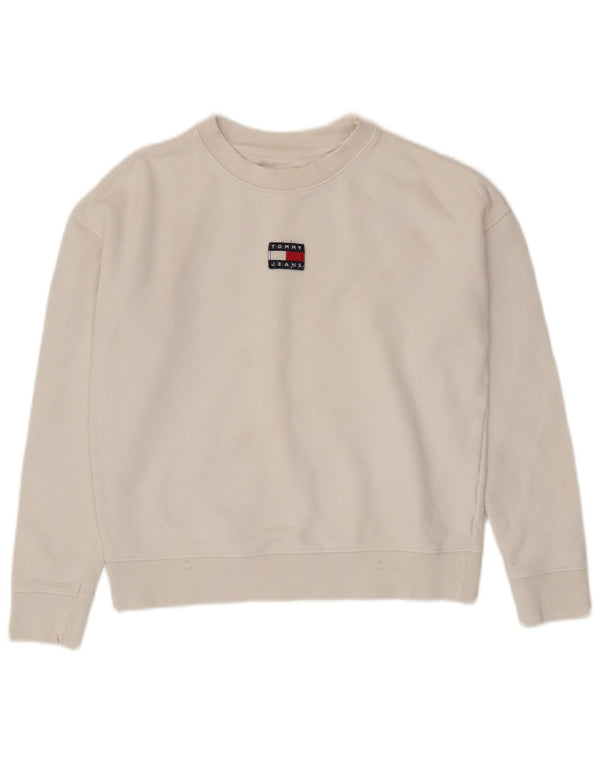 Tommy Hilfiger Mujer Crop Graphic Sudadera Jumper UK 10 Small Blanco