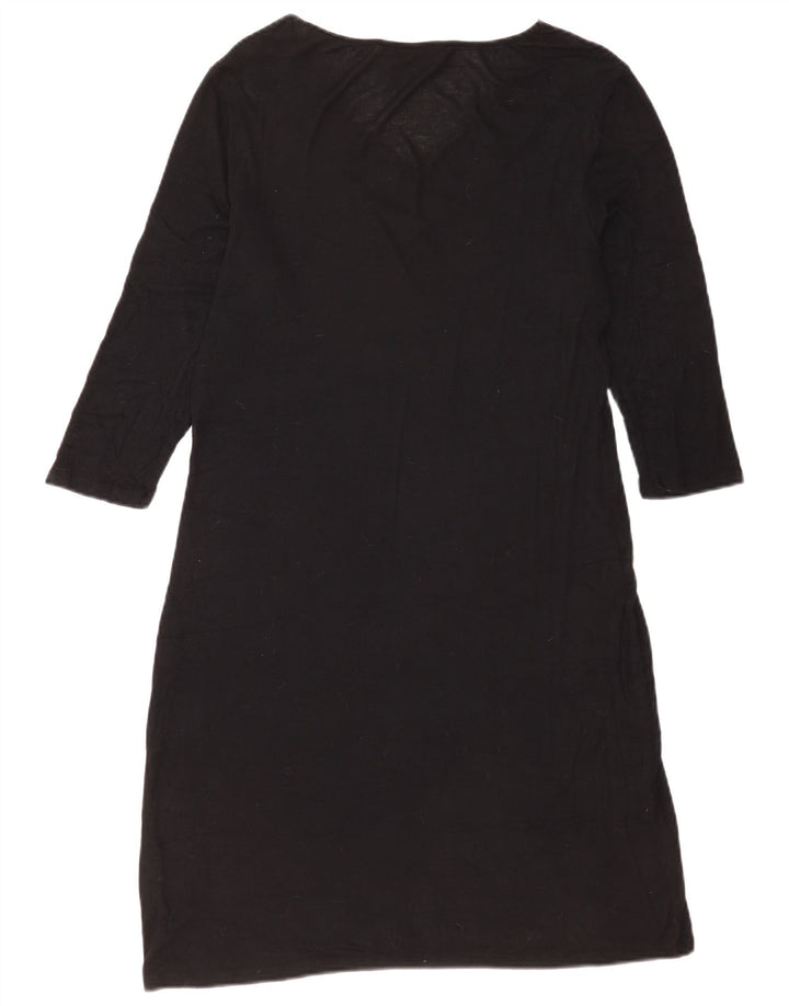 Marks & Spencer Vestido recto de manga 3/4 para mujer UK 44 Grande Modal negro