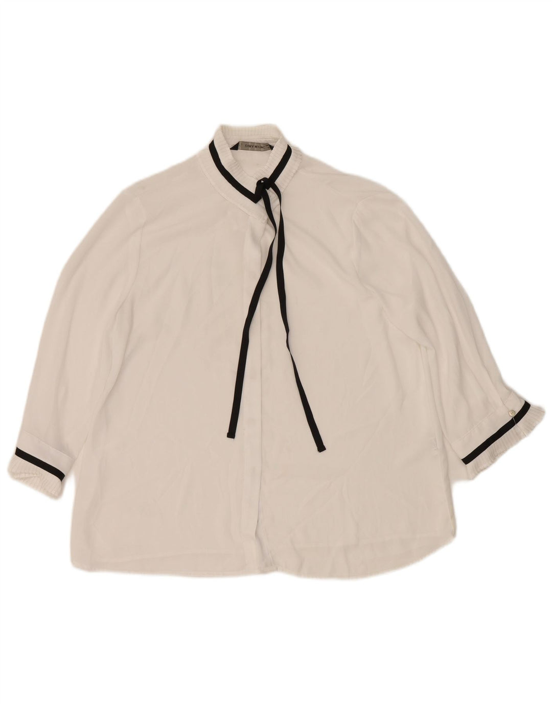 Zara Blusa Camisa Manga 3/4 Mujer UK 44 Mediano Blanco Poliéster