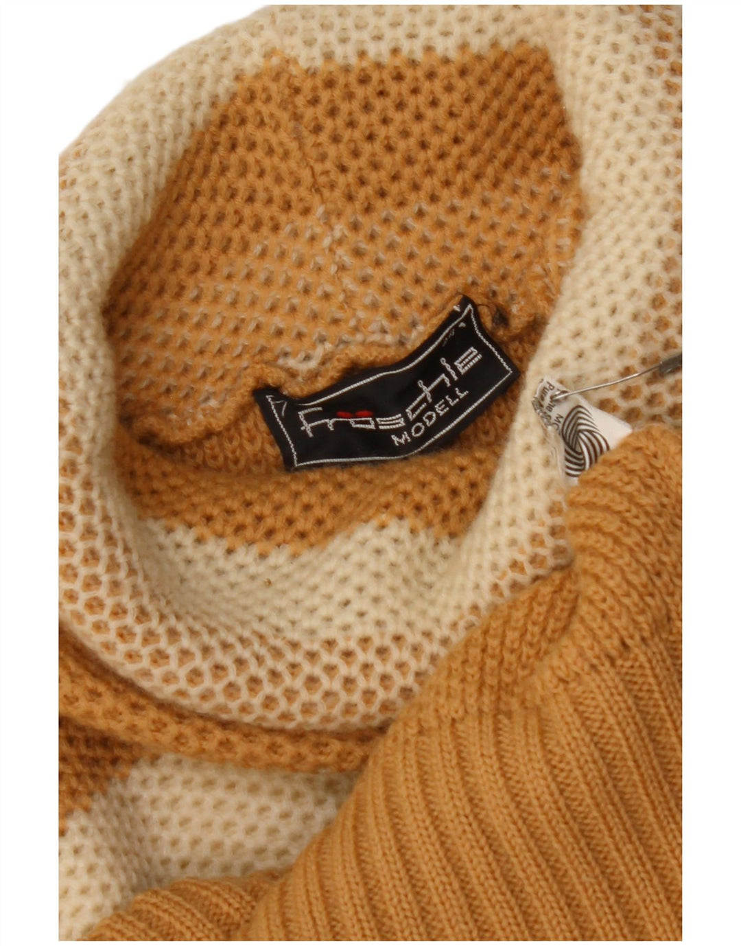 VINTAGE Jersey de cuello vuelto para mujer IT 44 Rayas beige medianas