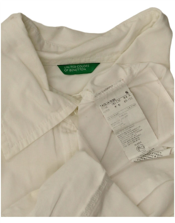 Camisa Benetton Mujer ES 40 Pequeña Algodón Blanco