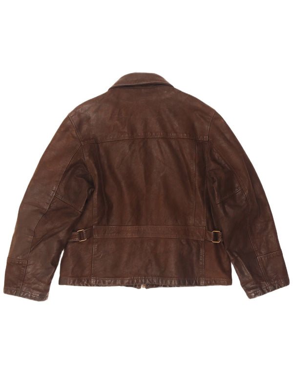 Donna Pelle Chaqueta de cuero holgada para hombre IT 46 Small Brown Leather