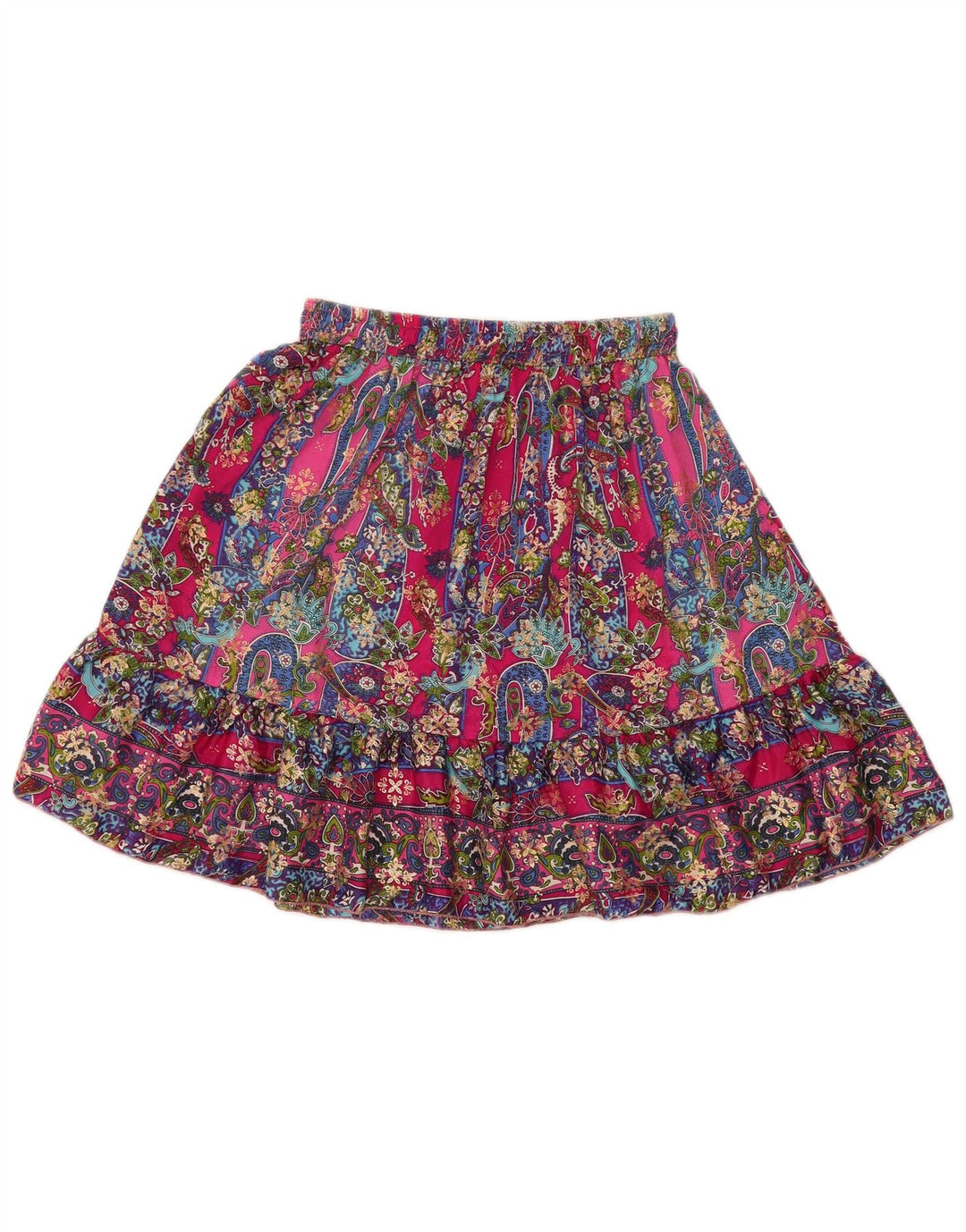 VINTAGE Falda acampanada para mujer W22 2XS Paisley multicolor