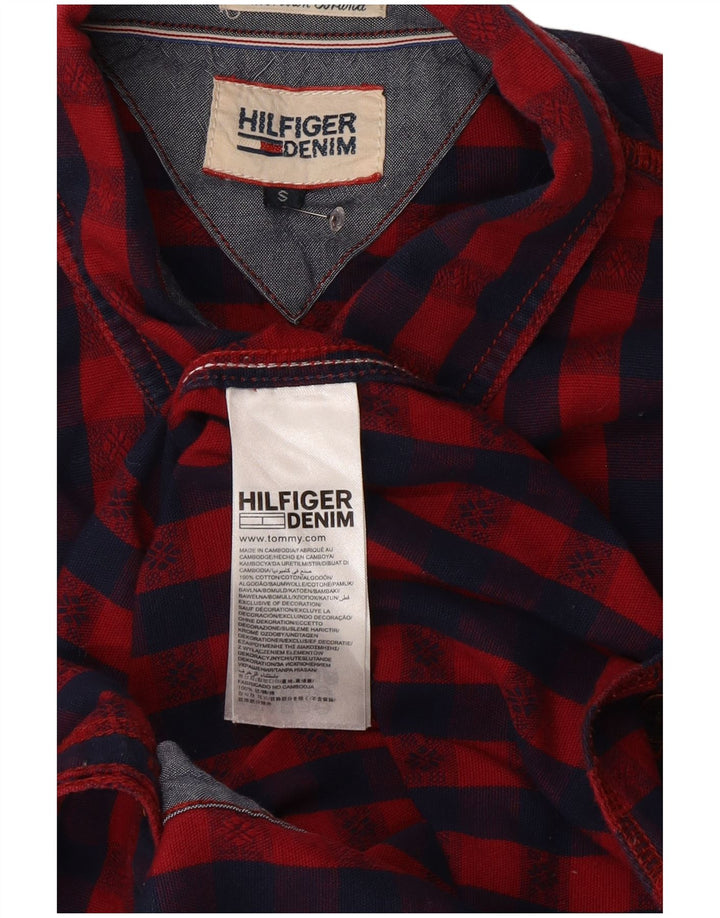 Camisa Tommy Hilfiger de corte regular para hombre de algodón a cuadros rojos pequeños