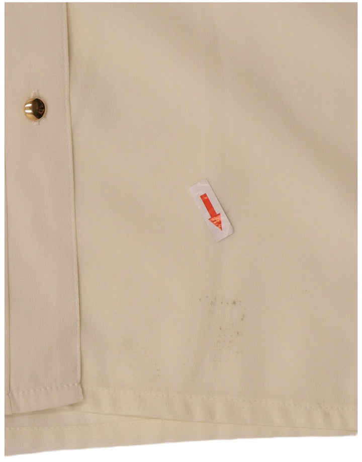 Vintage mujer camisa blusa Reino Unido 14 medio de viscosa blanca