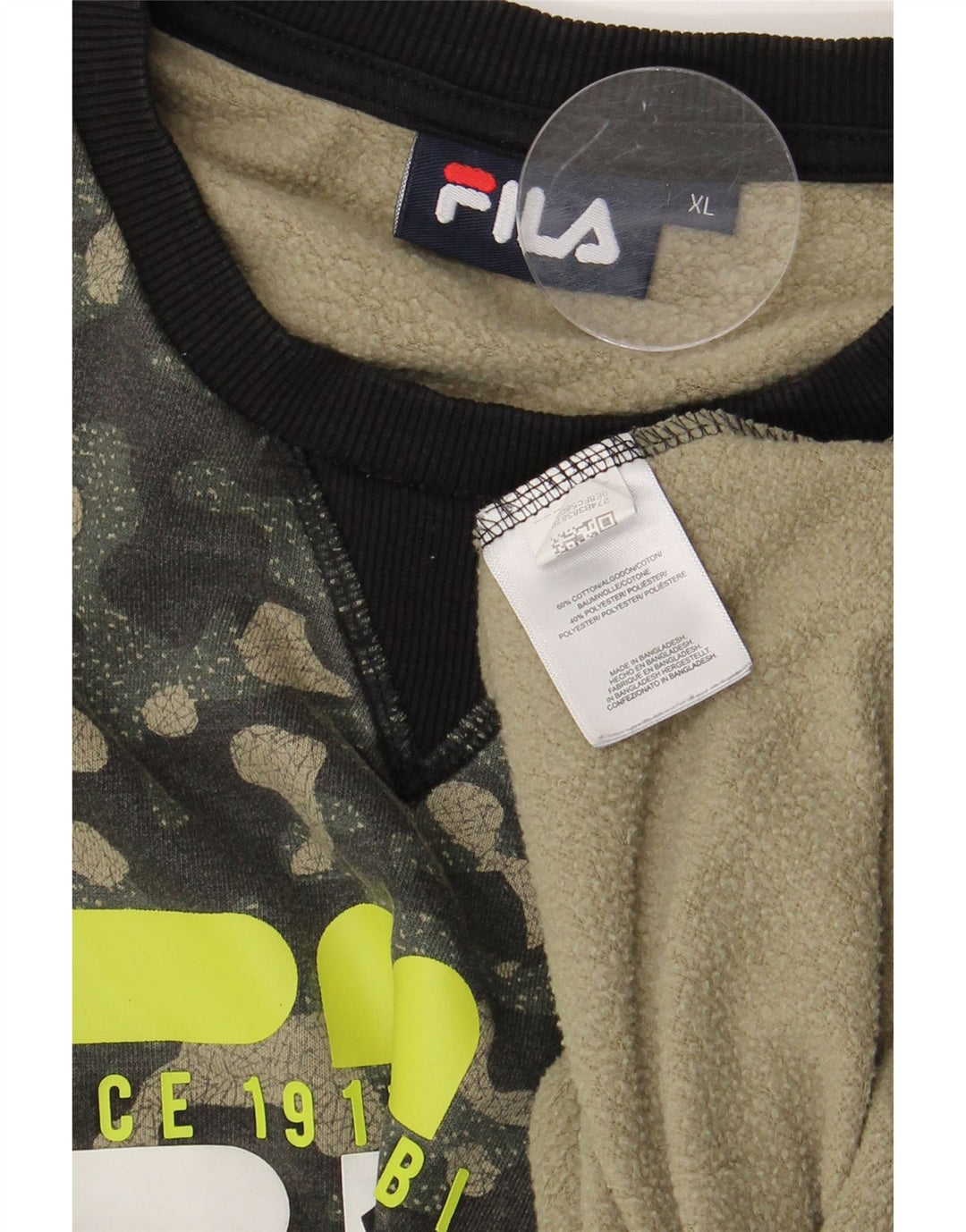 Fila Hombre Graphic Sudadera Jumper XL Caqui Camuflaje Algodón