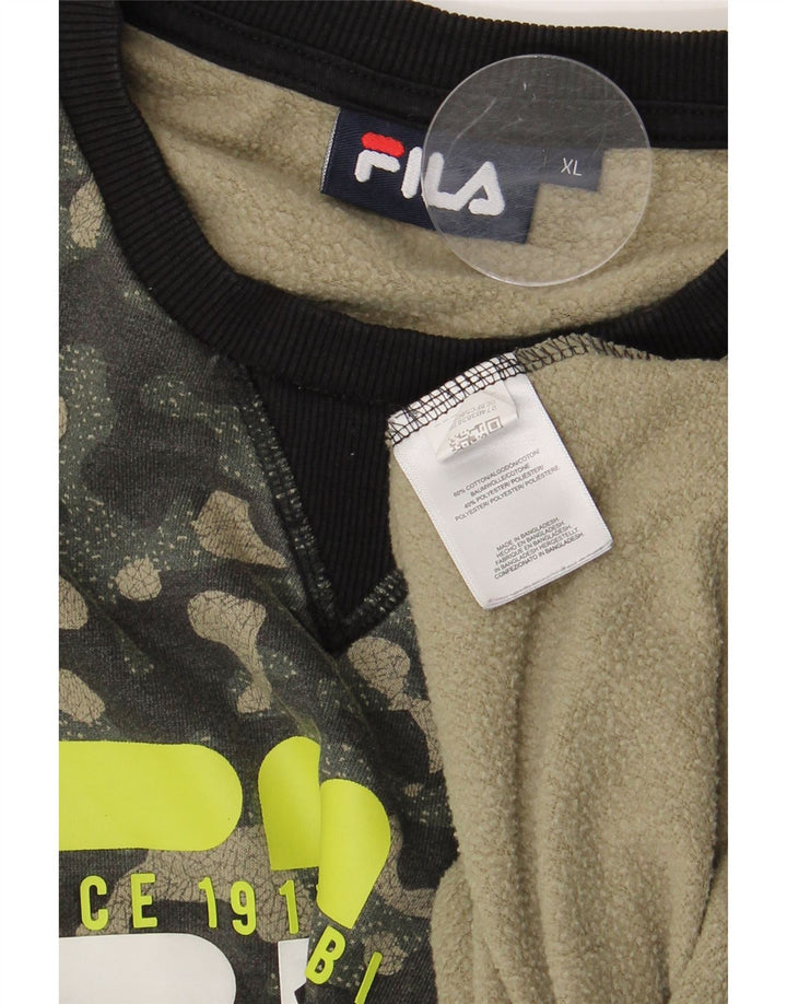 Fila Hombre Graphic Sudadera Jumper XL Caqui Camuflaje Algodón
