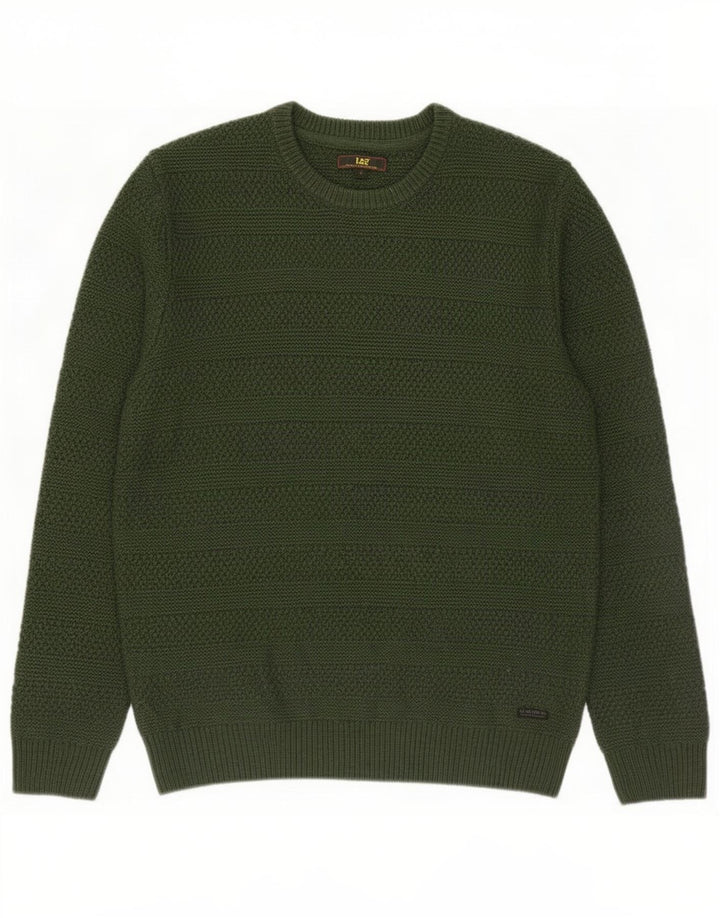 Lee Mens Crew Neck Jumper Sweater Grande Acrílico Verde