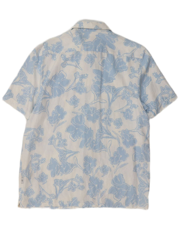 Ted Baker Mens Short Sleeve Shirt Size 3 Medium Blue Floral Lyocell