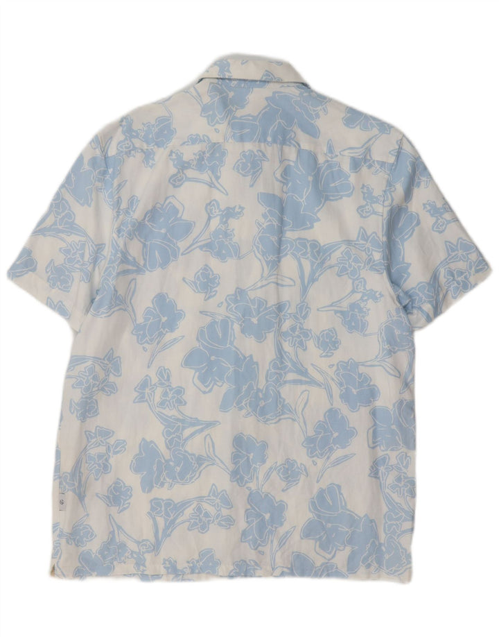 Ted Baker Camisa de manga corta para hombre Talla 3 Lyocell floral azul mediano