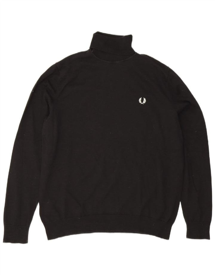 Fred Perry Jersey De Cuello Vuelto Para Hombre XL Lana Negra