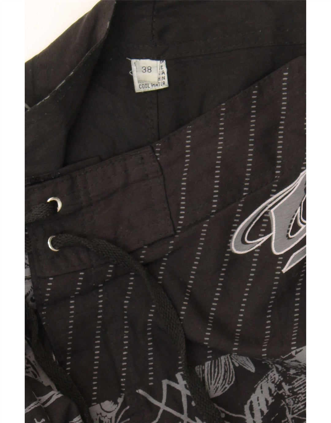 Vintage hombres gráfico natación pantalones cortos XL negro floral poliéster