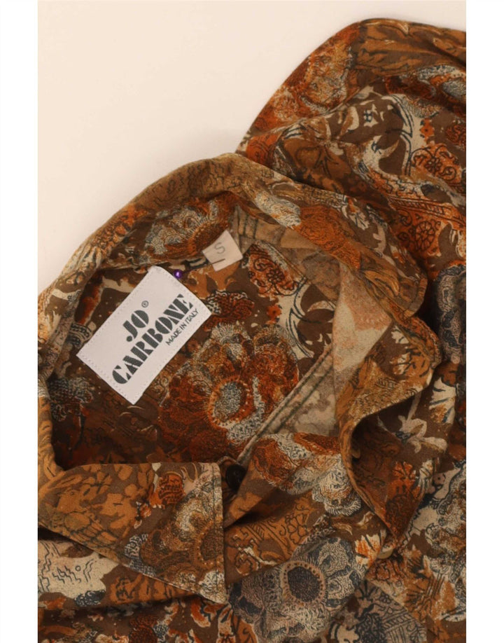 Camisa vintage para hombre pequeña marrón floral