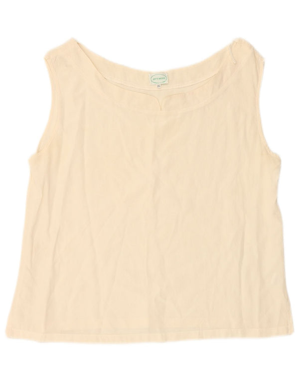 VINTAGE Blusa sin mangas corta para mujer Top UK 20 2XL Off White Silk