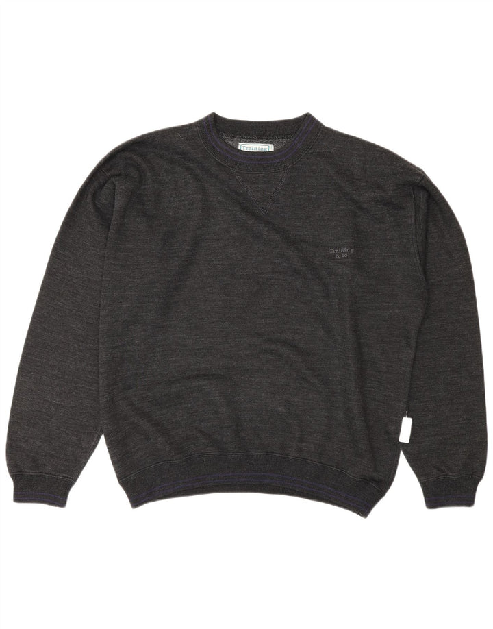 Vintage hombres sudadera jumper grande gris algodón