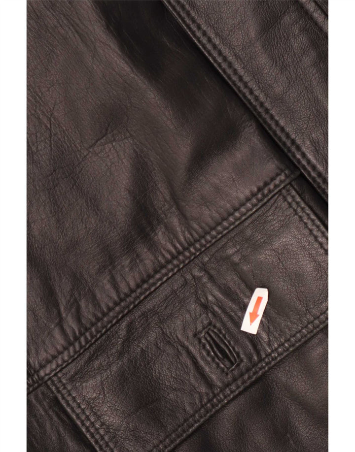 Vintage hombres chaqueta de cuero Reino Unido 38 medio negro