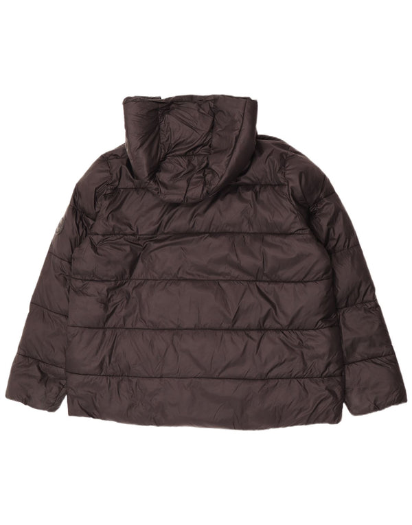 Zara Mujer Chaqueta Acolchada Con Capucha ES 40 XL Negro