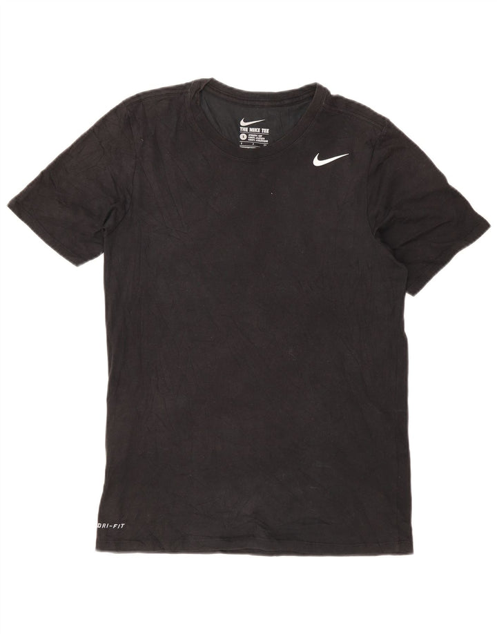 NIKE Camiseta de corte atlético para hombre, talla pequeña, algodón negro